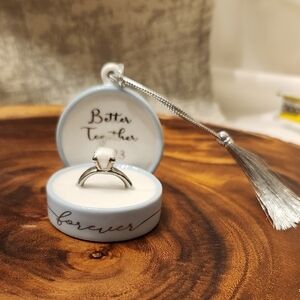 Light Blue 'Forever' Ring Box with Tassel